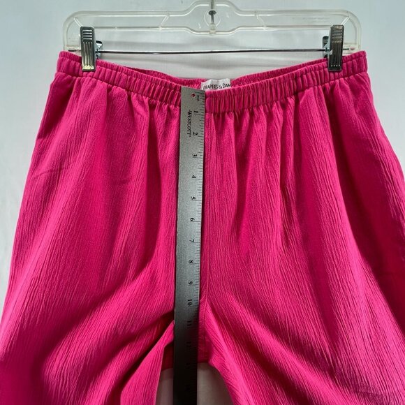 Drapers & Damons Crinkle Pull On Pants Size PM Elastic Waist High Rise Hot Pink - Picture 8 of 10
